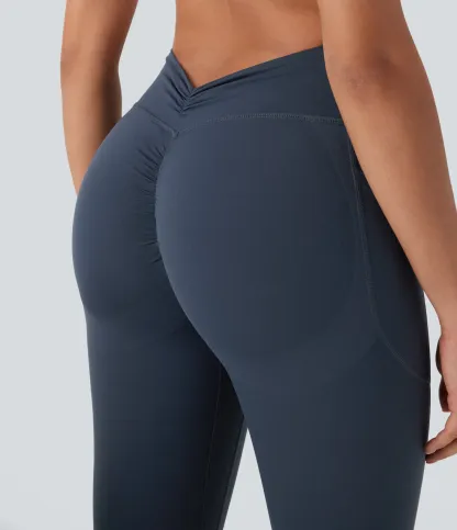 High Waisted Tummy Control Butt Lifting Ruched Pocket Shaping Yoga Leggings