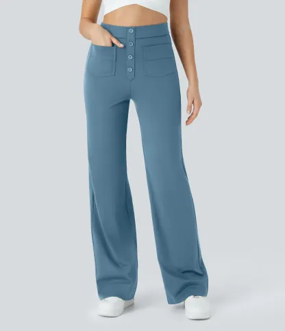 DayStretch High Waisted Pockets Straight Leg Casual Pants