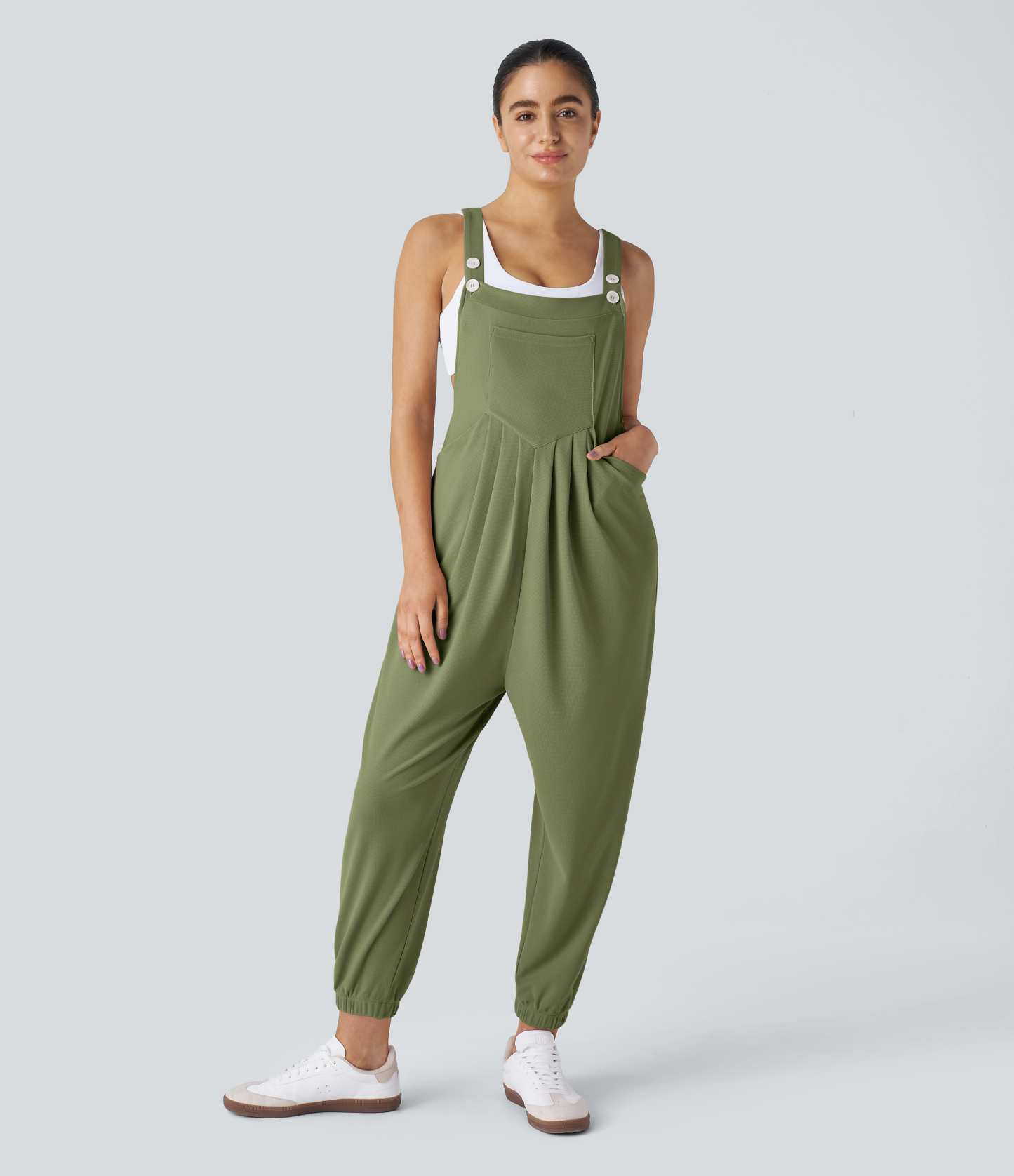 Pockets Waffle Casual Jogger Overalls