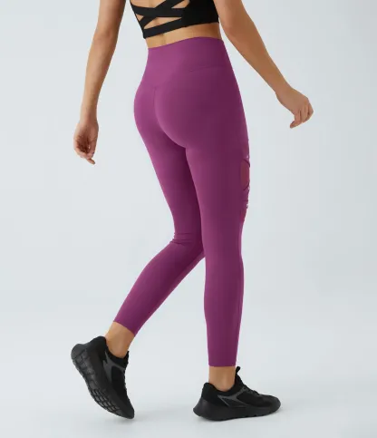 DayStretch High Waisted Crossover Contrast Mesh Decorative Buckle Yoga Leggings