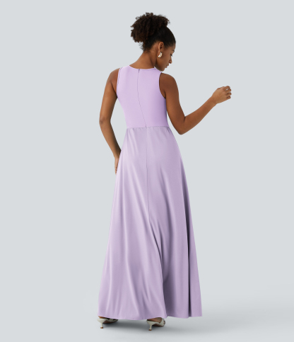 Zipper Sleeveless Pocket Contrast Quick Dry Jumpsuit