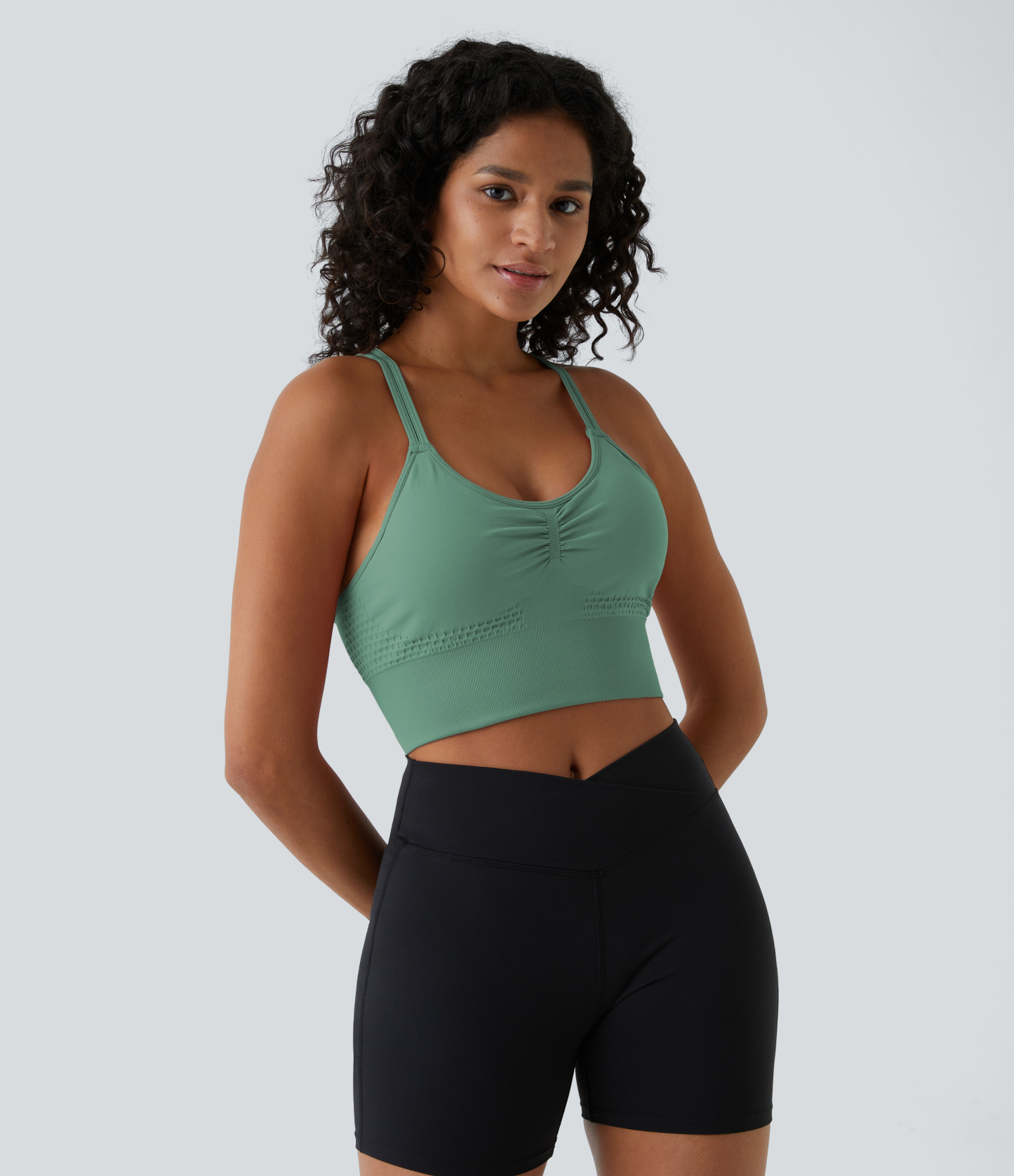 OneForm Seamless Flow Low Support Ruched Double Straps Sports Bra A-C Cups