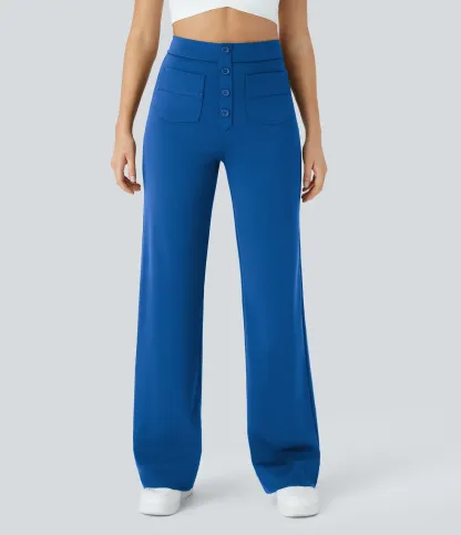 DayStretch High Waisted Pockets Straight Leg Casual Pants