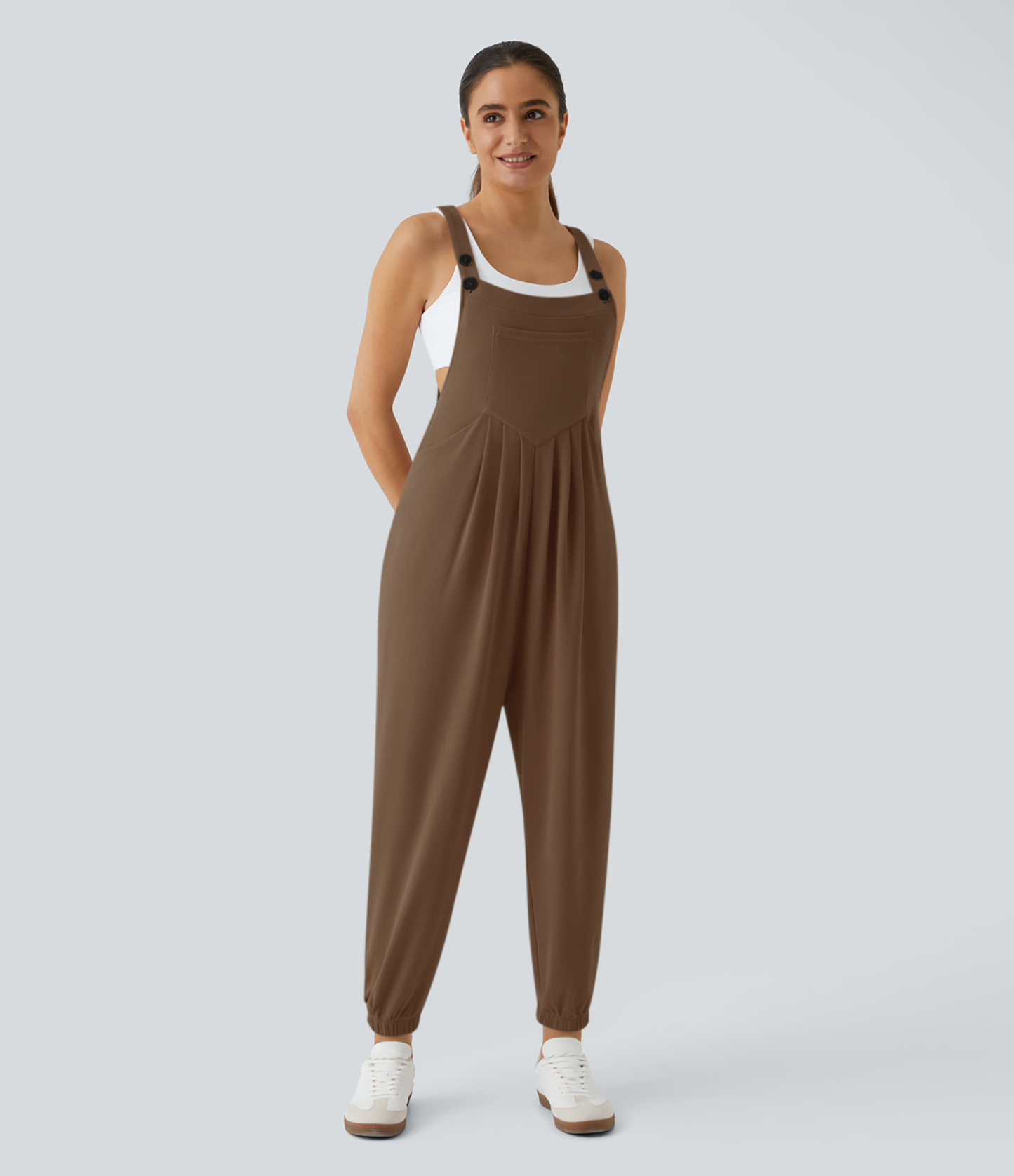 Pockets Waffle Casual Jogger Overalls