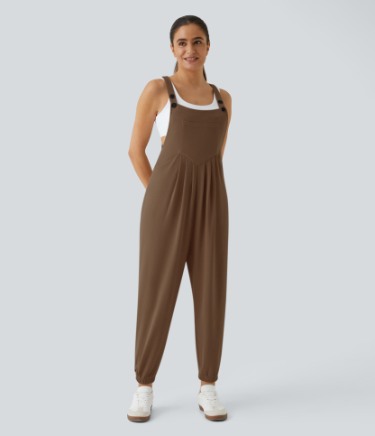 Pockets Waffle Casual Jogger Overalls