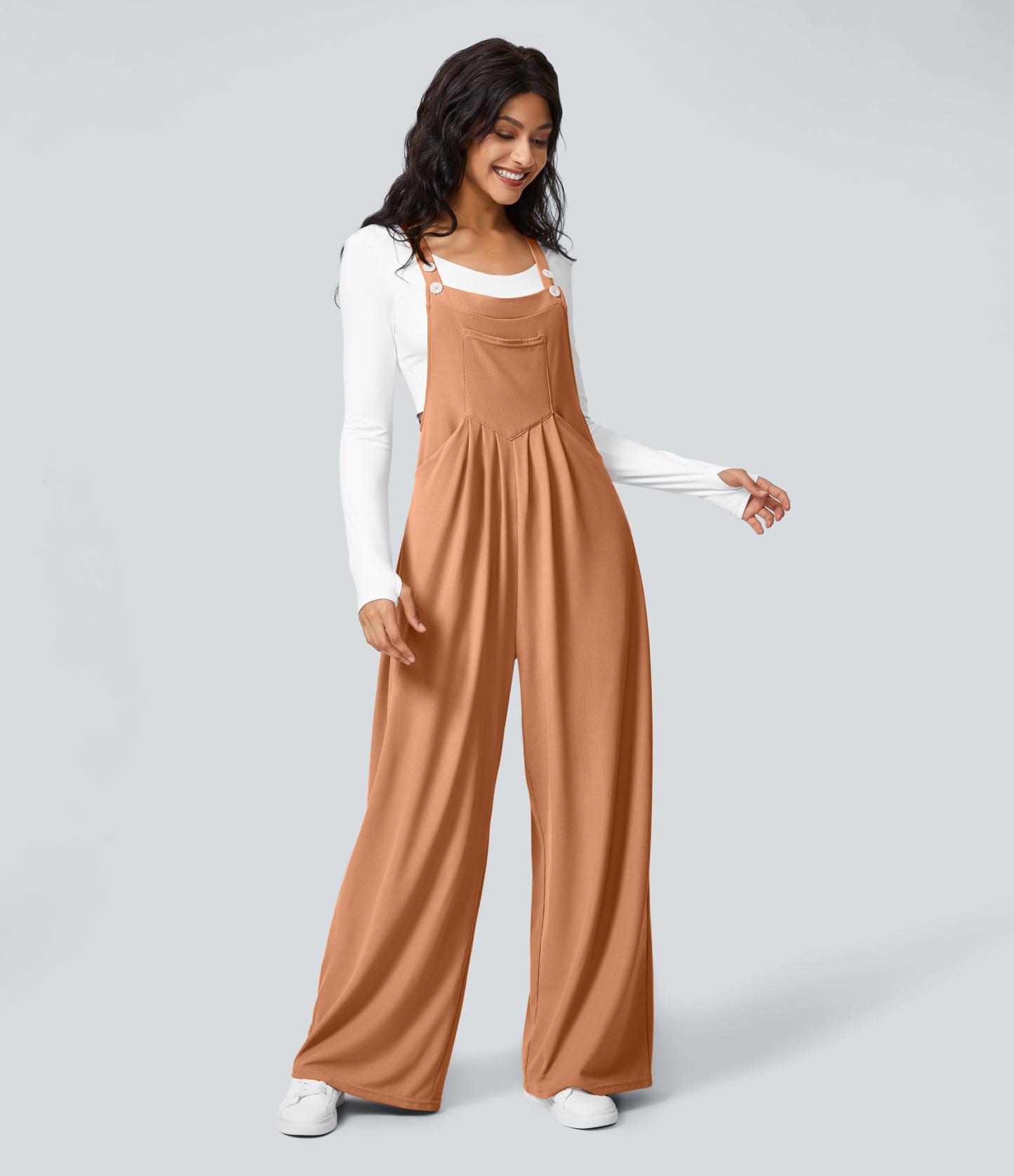 Pockets Waffle Casual Overalls