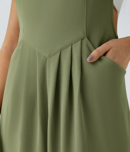 Pockets Waffle Casual Jogger Overalls