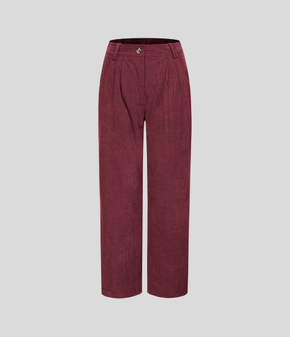 Mid Rise Zipper Pocket Corduroy Casual Pants