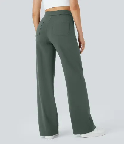 DayStretch High Waisted Pockets Straight Leg Casual Pants