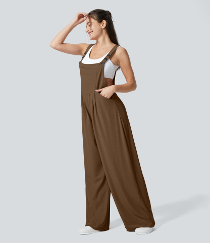 Pockets Waffle Casual Overalls