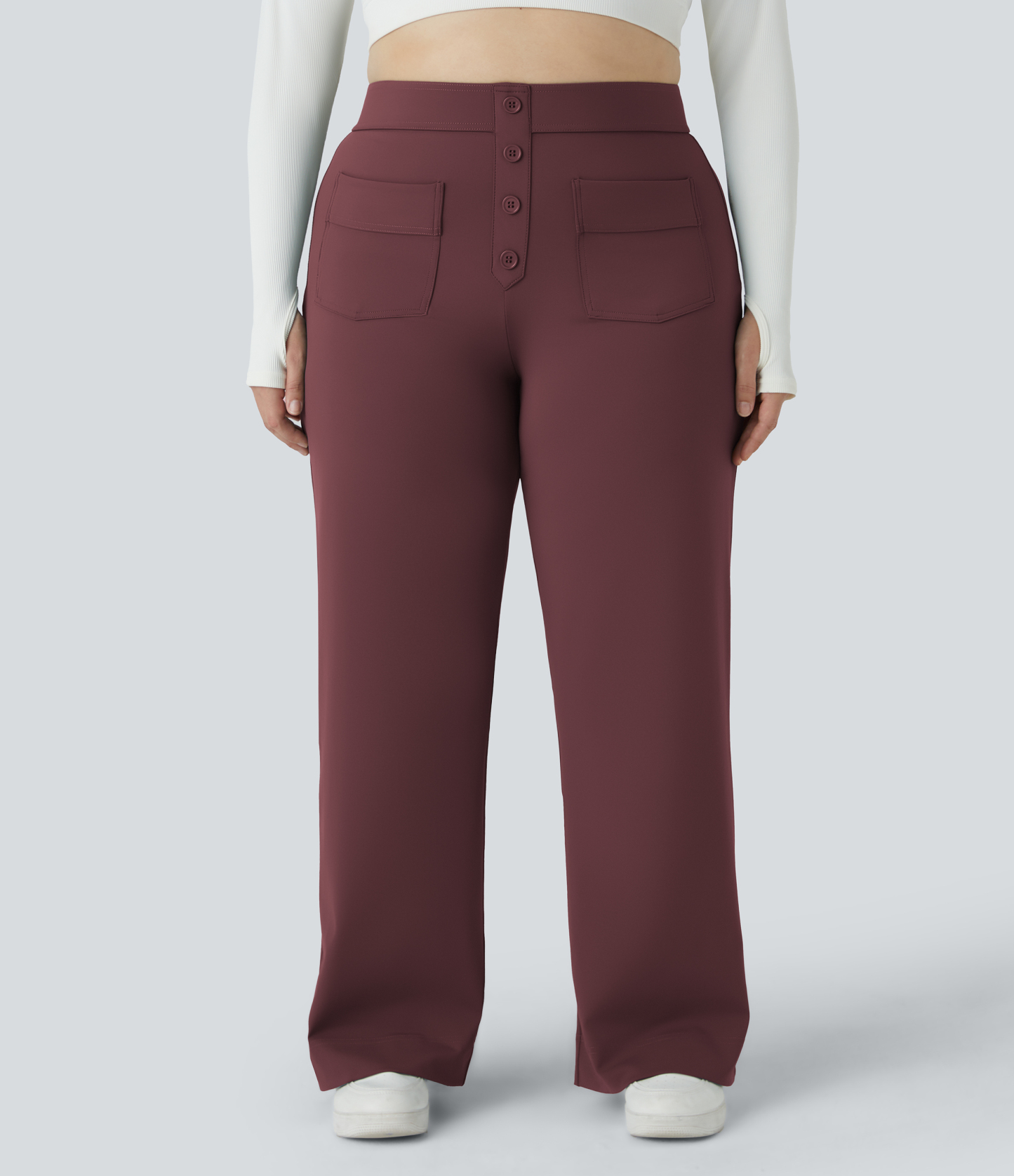 DayStretch High Waisted Pockets Straight Leg Casual Plus Size Pants