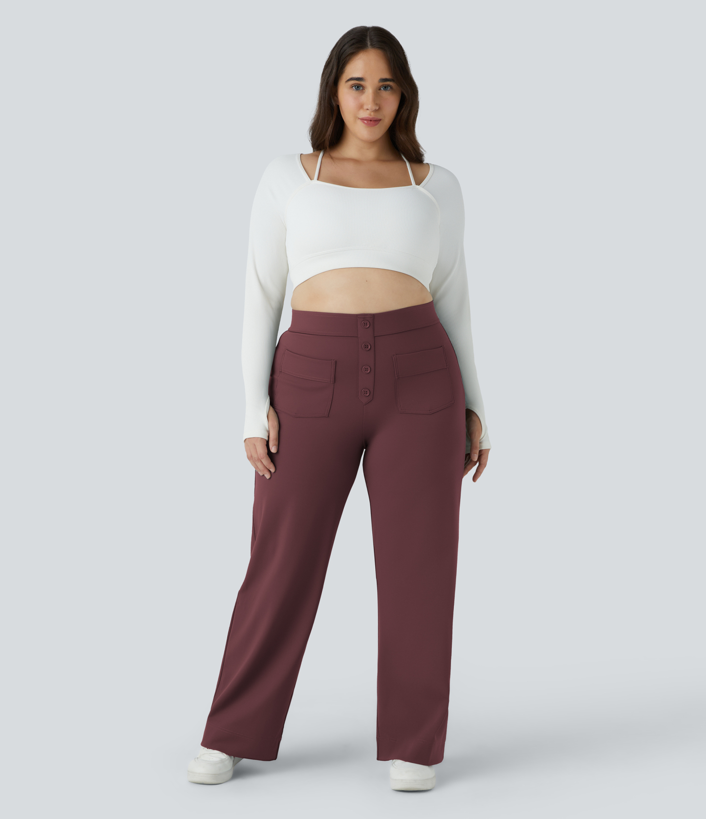 DayStretch High Waisted Pockets Straight Leg Casual Plus Size Pants