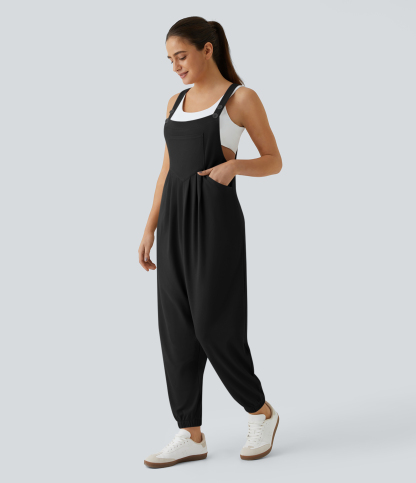 Pockets Waffle Casual Jogger Overalls