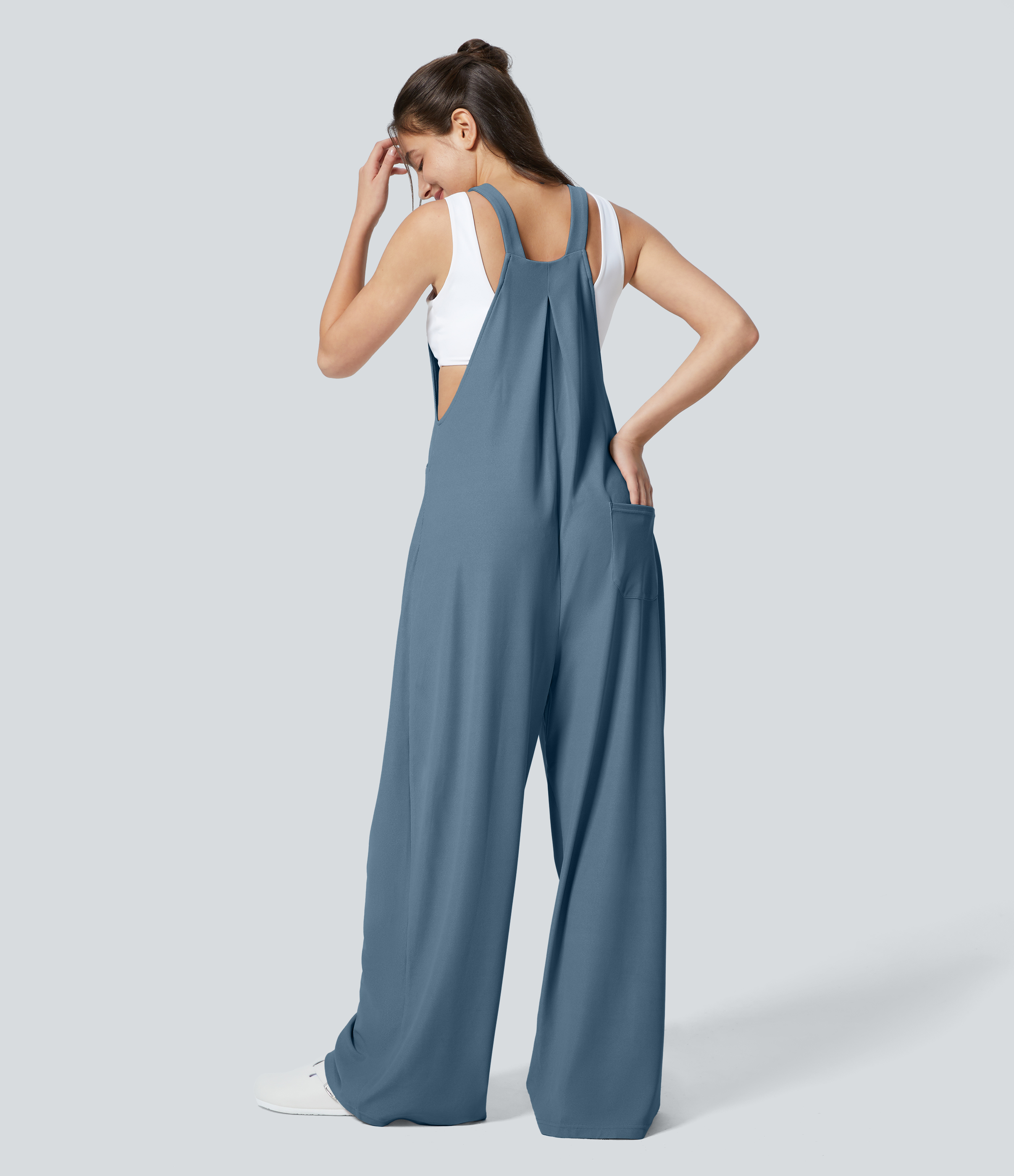 Pockets Waffle Casual Overalls