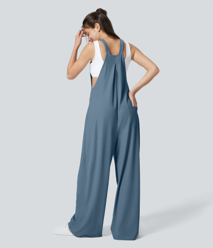 Pockets Waffle Casual Overalls