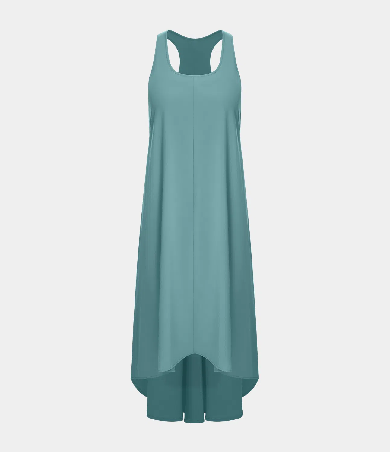 Backless Side-Pocket High-Low Hem Flowy Mid-Length Quick-Drying Casual Dress