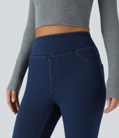 High Waisted Pocket Denim Casual Leggings