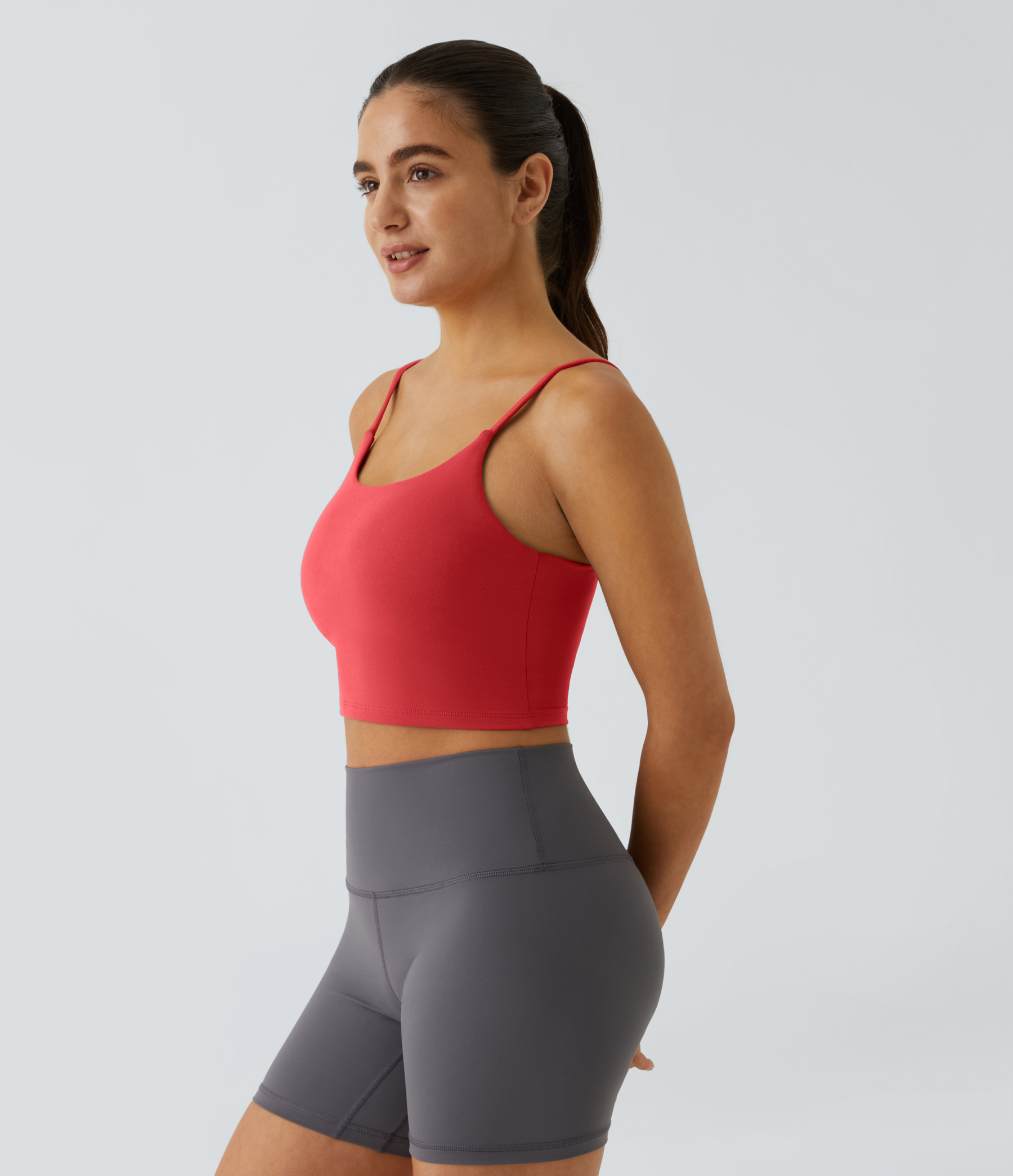 Basic Padded Workout Cropped Low Support Tank Top A-C Cups
