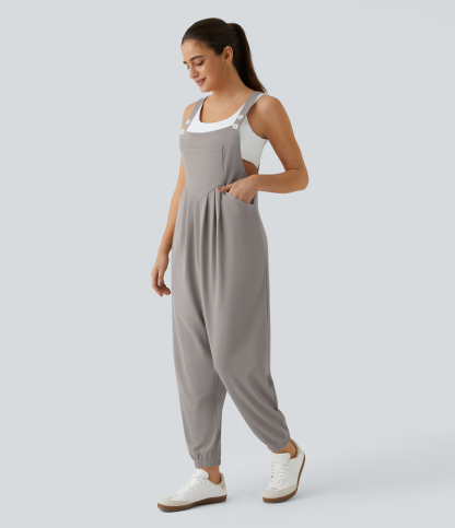 Pockets Waffle Casual Jogger Overalls