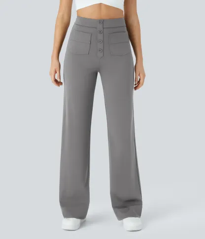 DayStretch High Waisted Pockets Straight Leg Casual Pants