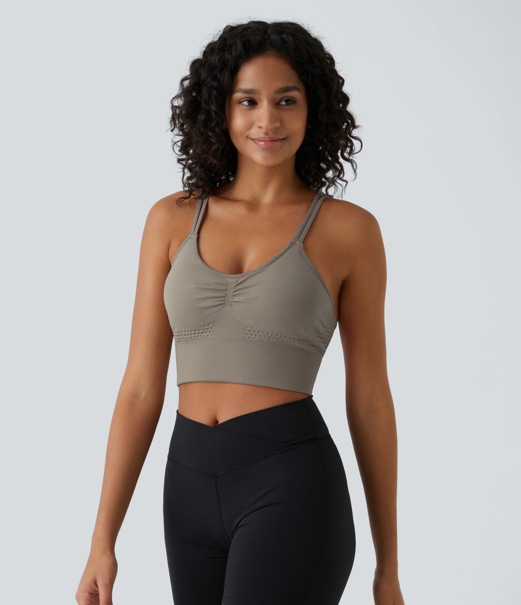 OneForm Seamless Flow Low Support Ruched Double Straps Sports Bra A-C Cups