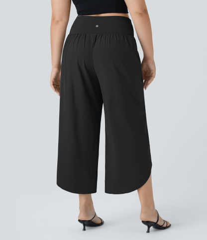 High Waisted Crossover Pocket Quick Dry Plus Size Pants
