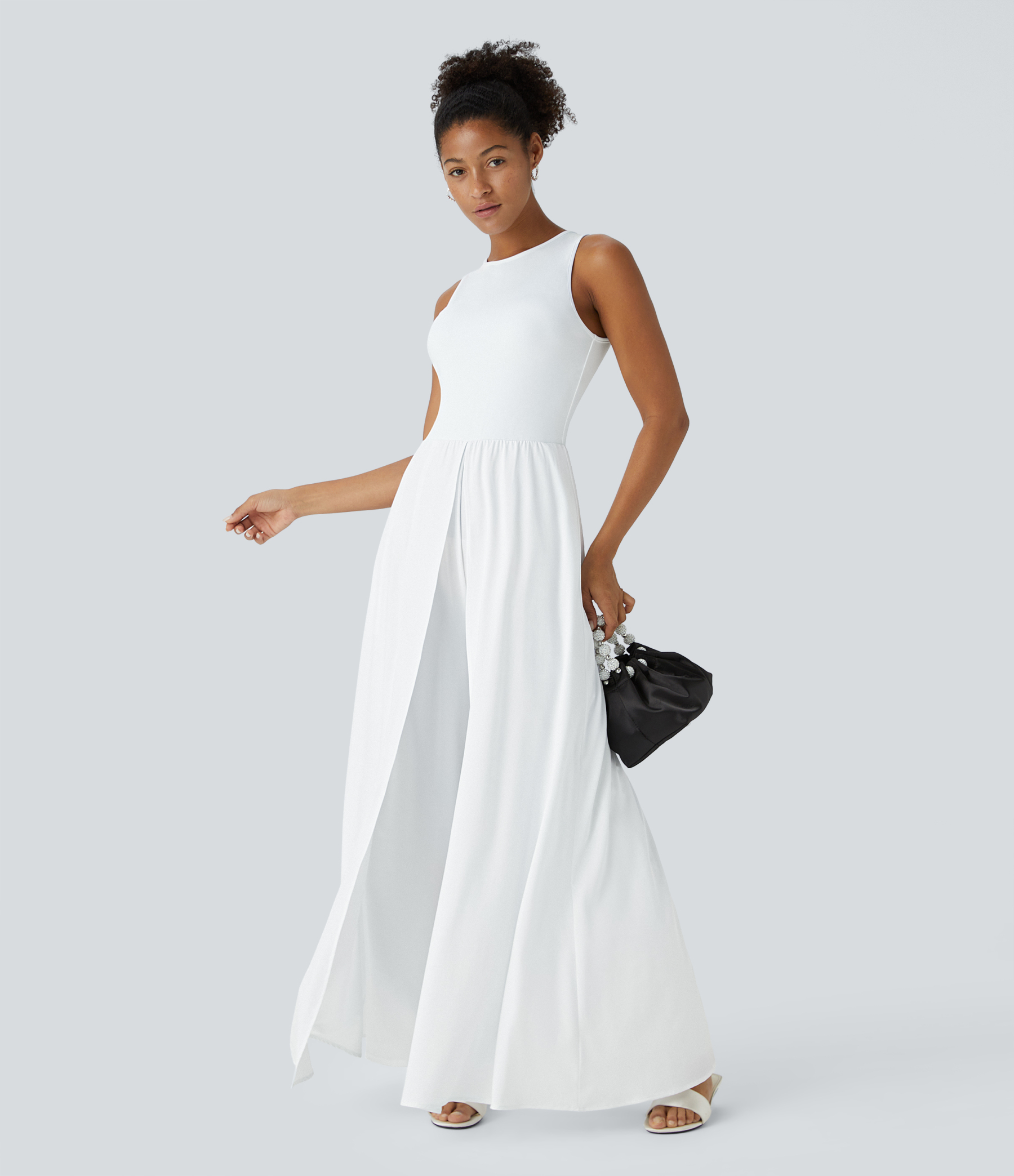 Zipper Sleeveless Pocket Contrast Quick Dry Jumpsuit