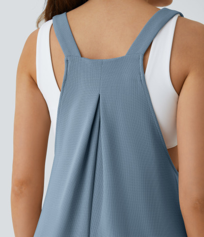 Pockets Waffle Casual Jogger Overalls