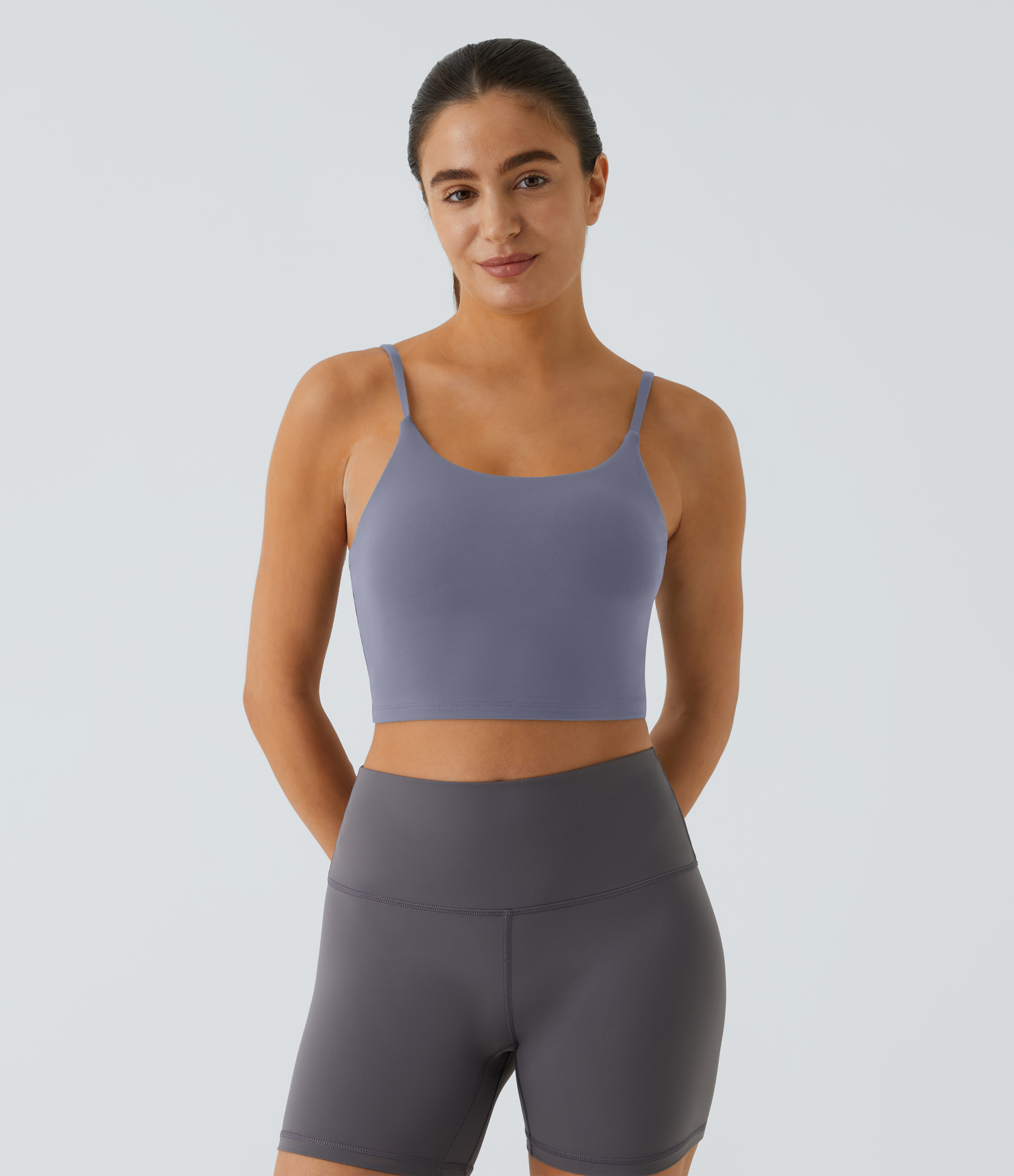 Basic Padded Workout Cropped Low Support Tank Top A-C Cups