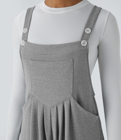 Pockets Waffle Casual Overalls
