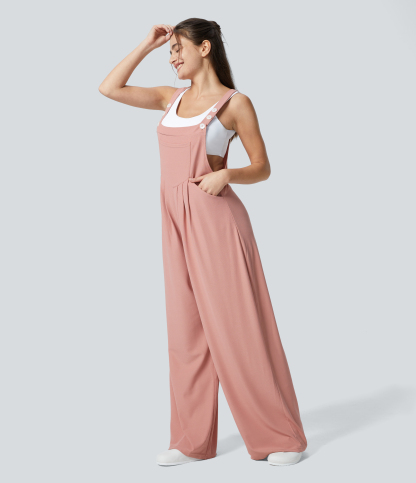 Pockets Waffle Casual Overalls