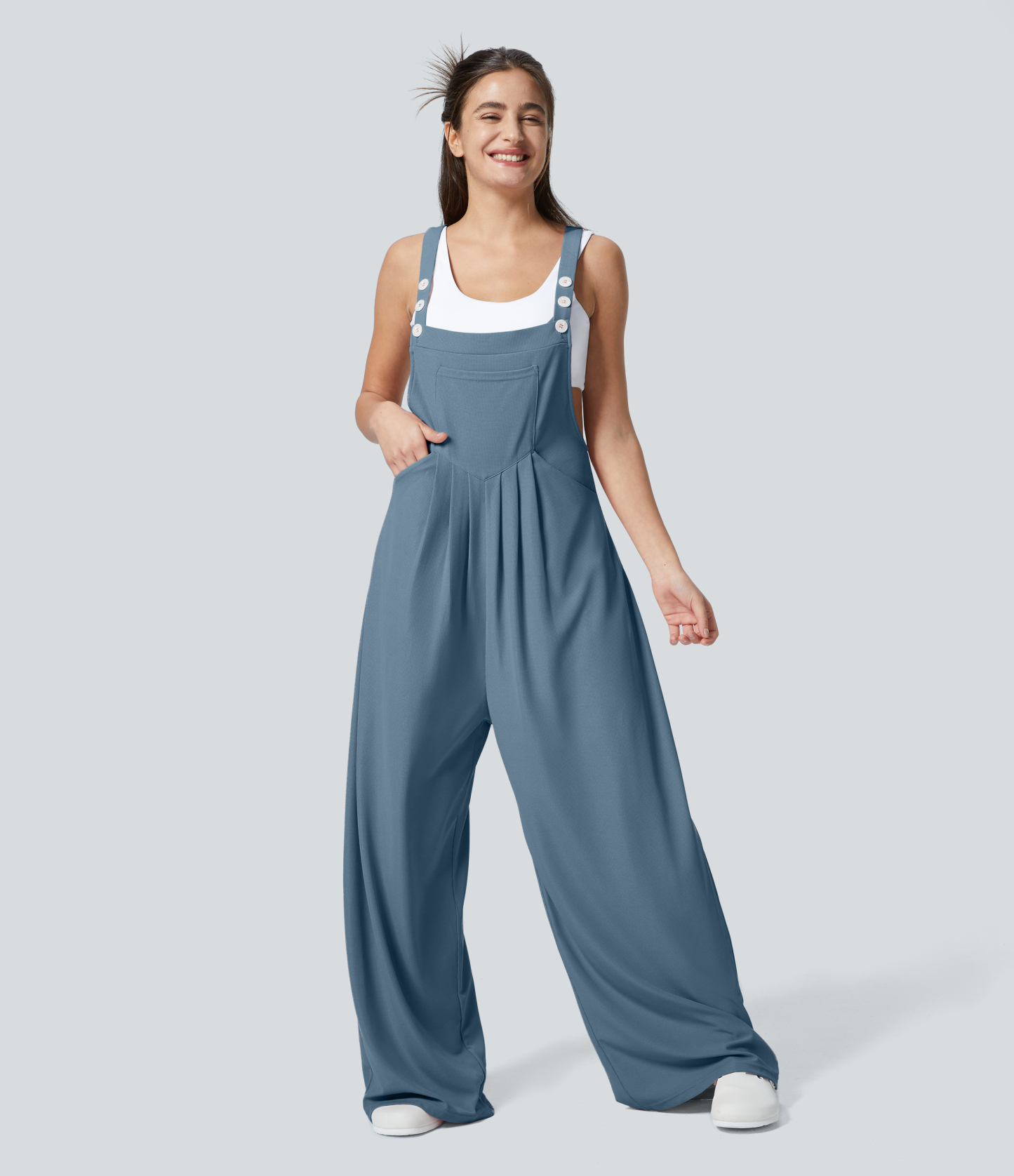 Pockets Waffle Casual Overalls