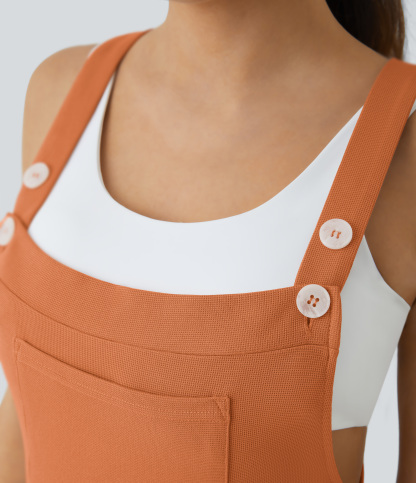 Pockets Waffle Casual Jogger Overalls