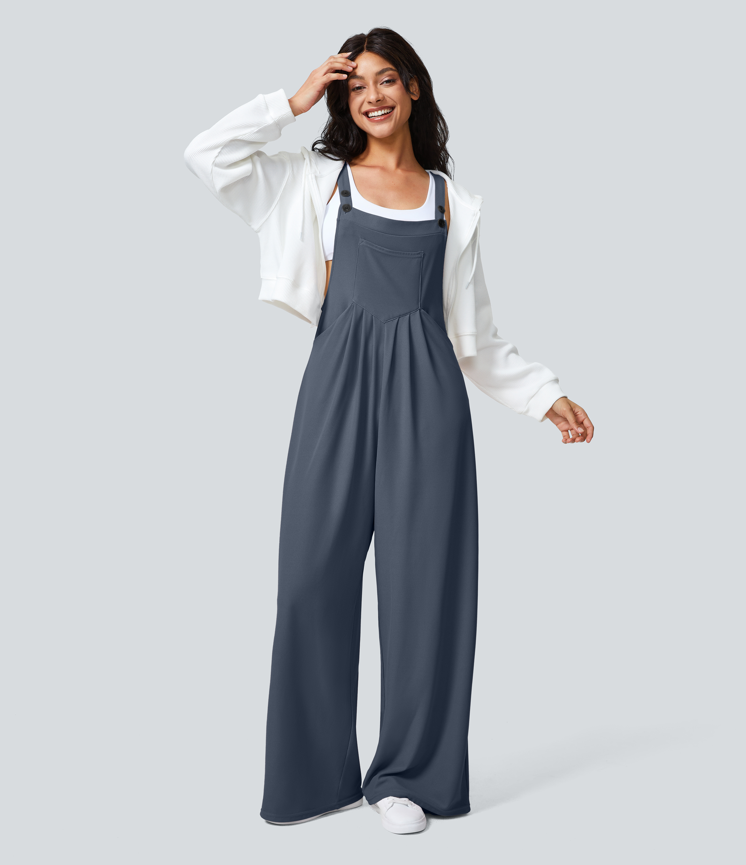 Pockets Waffle Casual Overalls