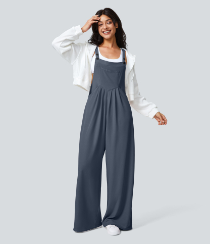 Pockets Waffle Casual Overalls