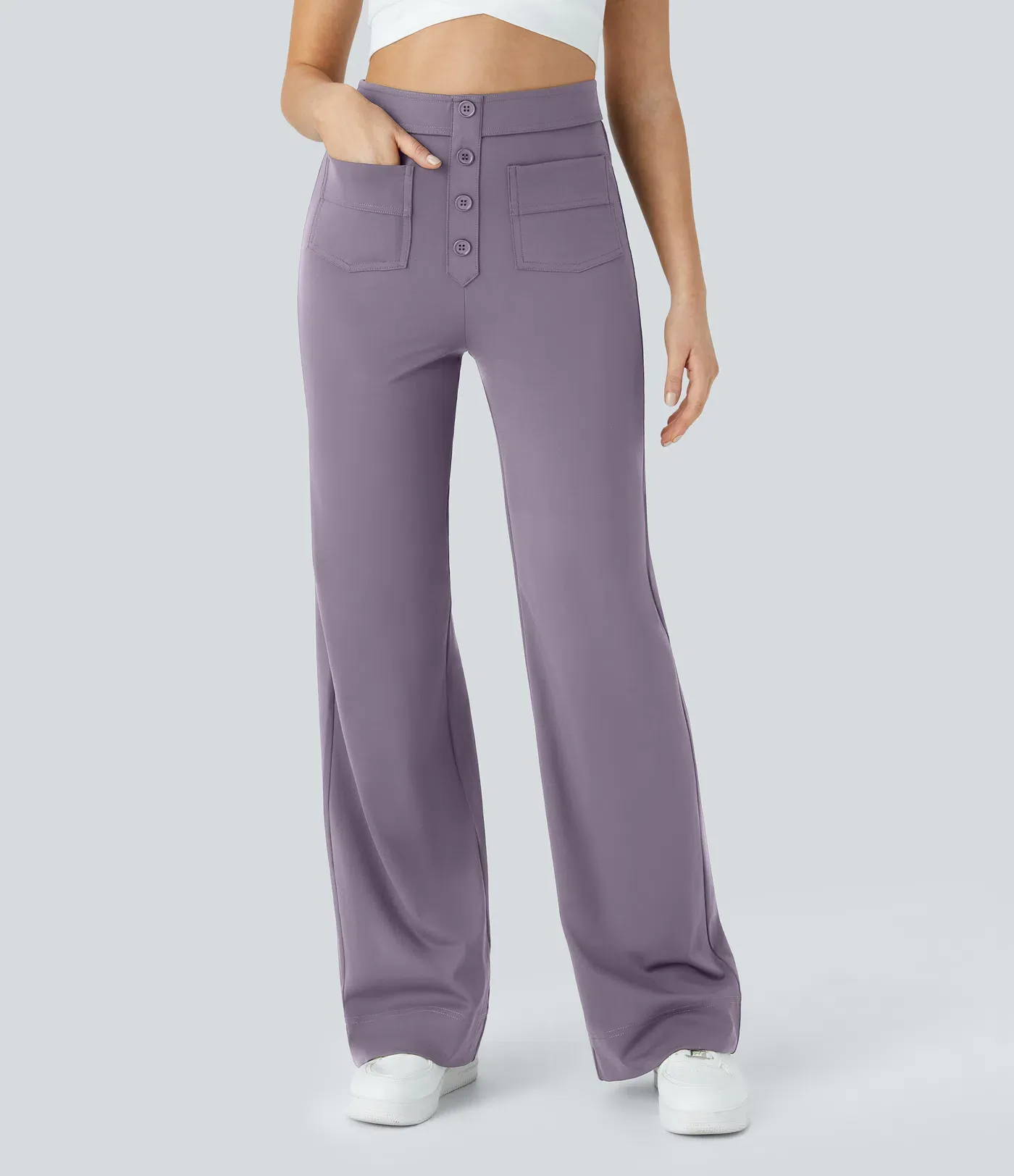 DayStretch High Waisted Pockets Straight Leg Casual Pants