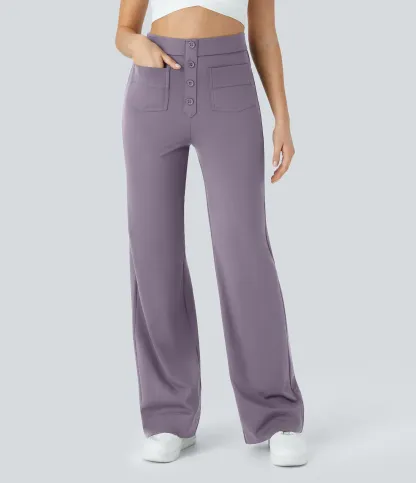 DayStretch High Waisted Pockets Straight Leg Casual Pants