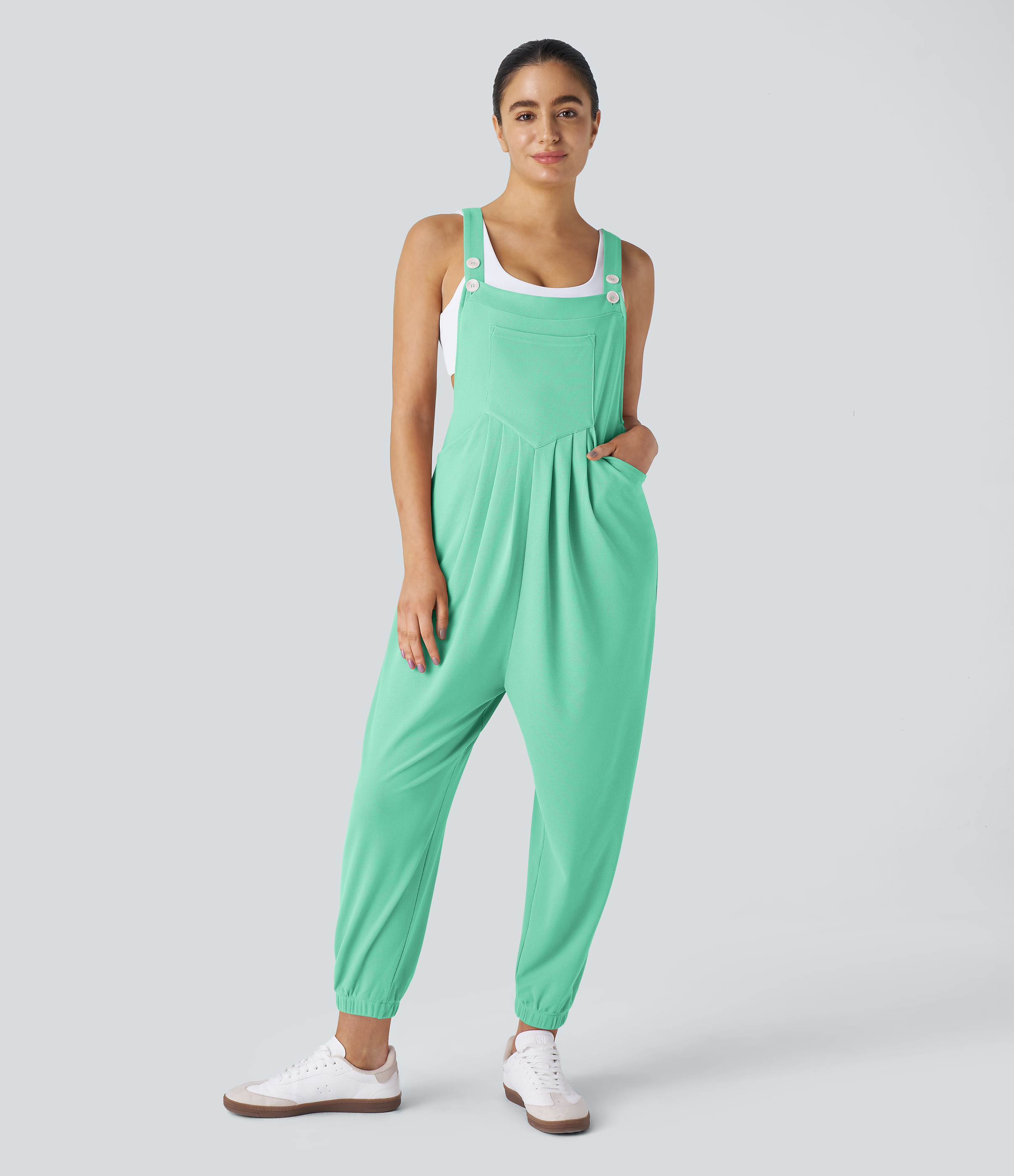 Pockets Waffle Casual Jogger Overalls