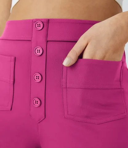 DayStretch High Waisted Pockets Straight Leg Casual Pants