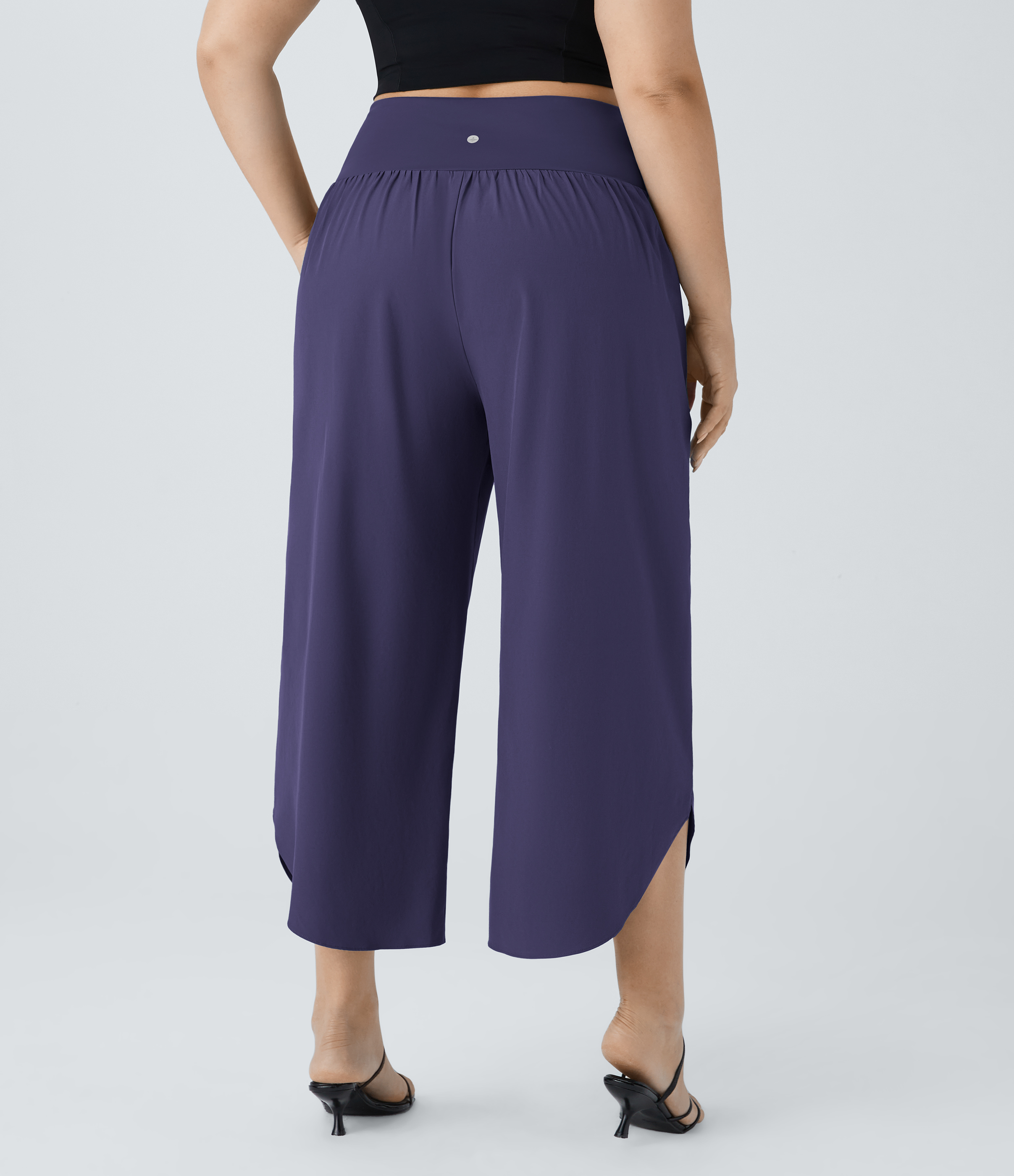 High Waisted Crossover Pocket Quick Dry Plus Size Pants