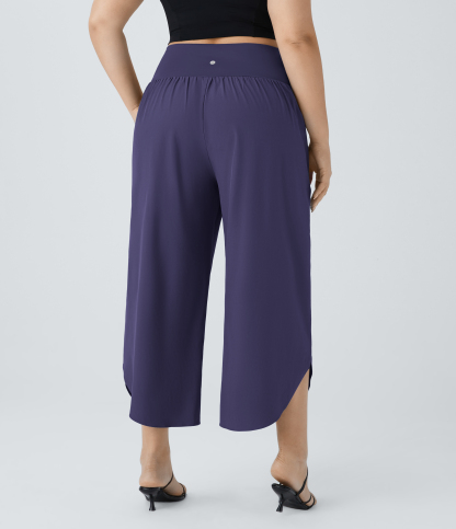 High Waisted Crossover Pocket Quick Dry Plus Size Pants