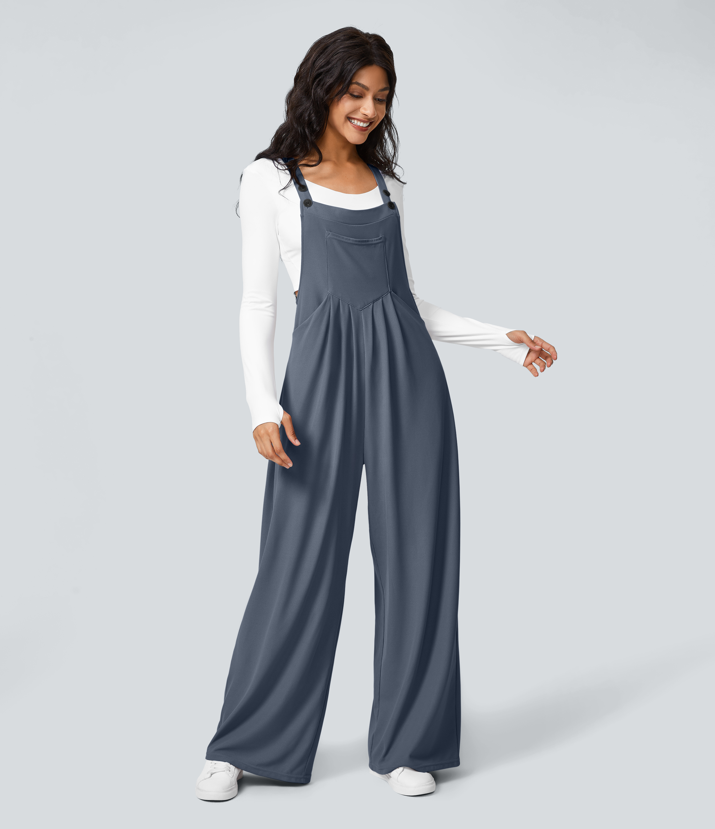 Pockets Waffle Casual Overalls