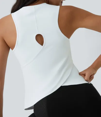 Hollow Cross Hem Solid Color Yoga Vest