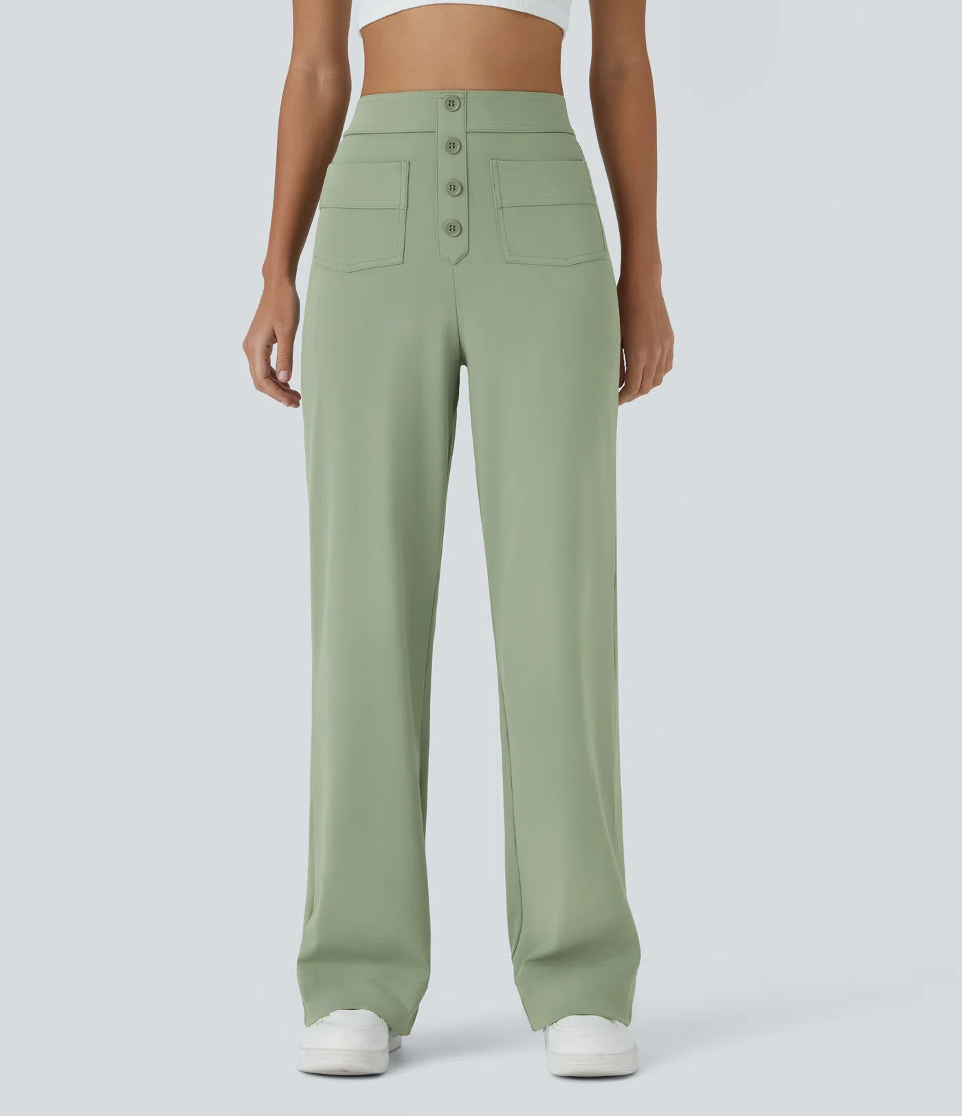DayStretch High Waisted Pockets Straight Leg Casual Pants