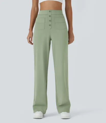 DayStretch High Waisted Pockets Straight Leg Casual Pants
