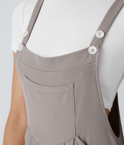 Pockets Waffle Casual Overalls