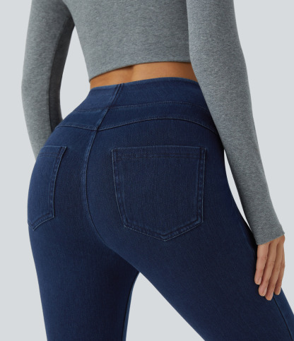 High Waisted Pocket Denim Casual Leggings