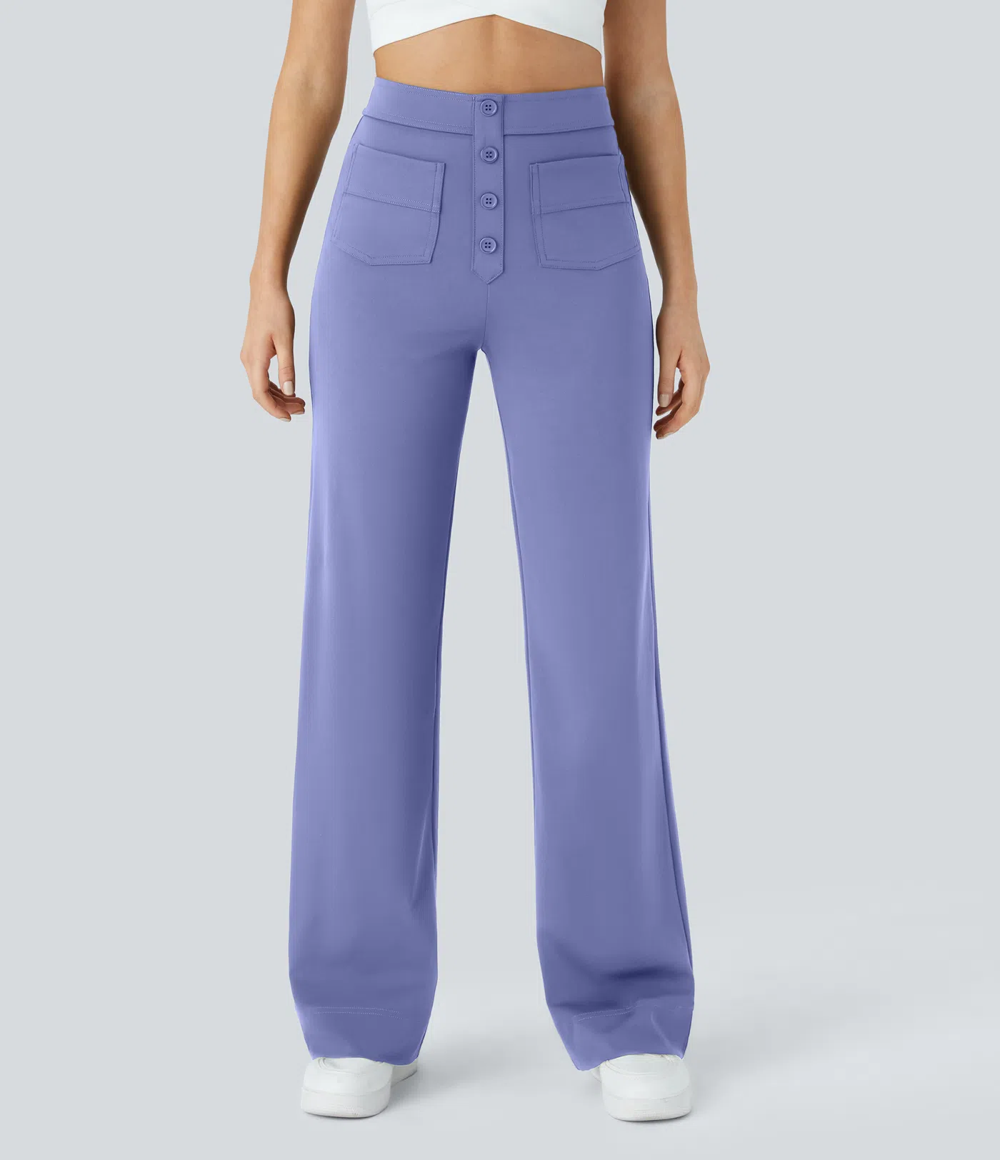DayStretch High Waisted Pockets Straight Leg Casual Pants
