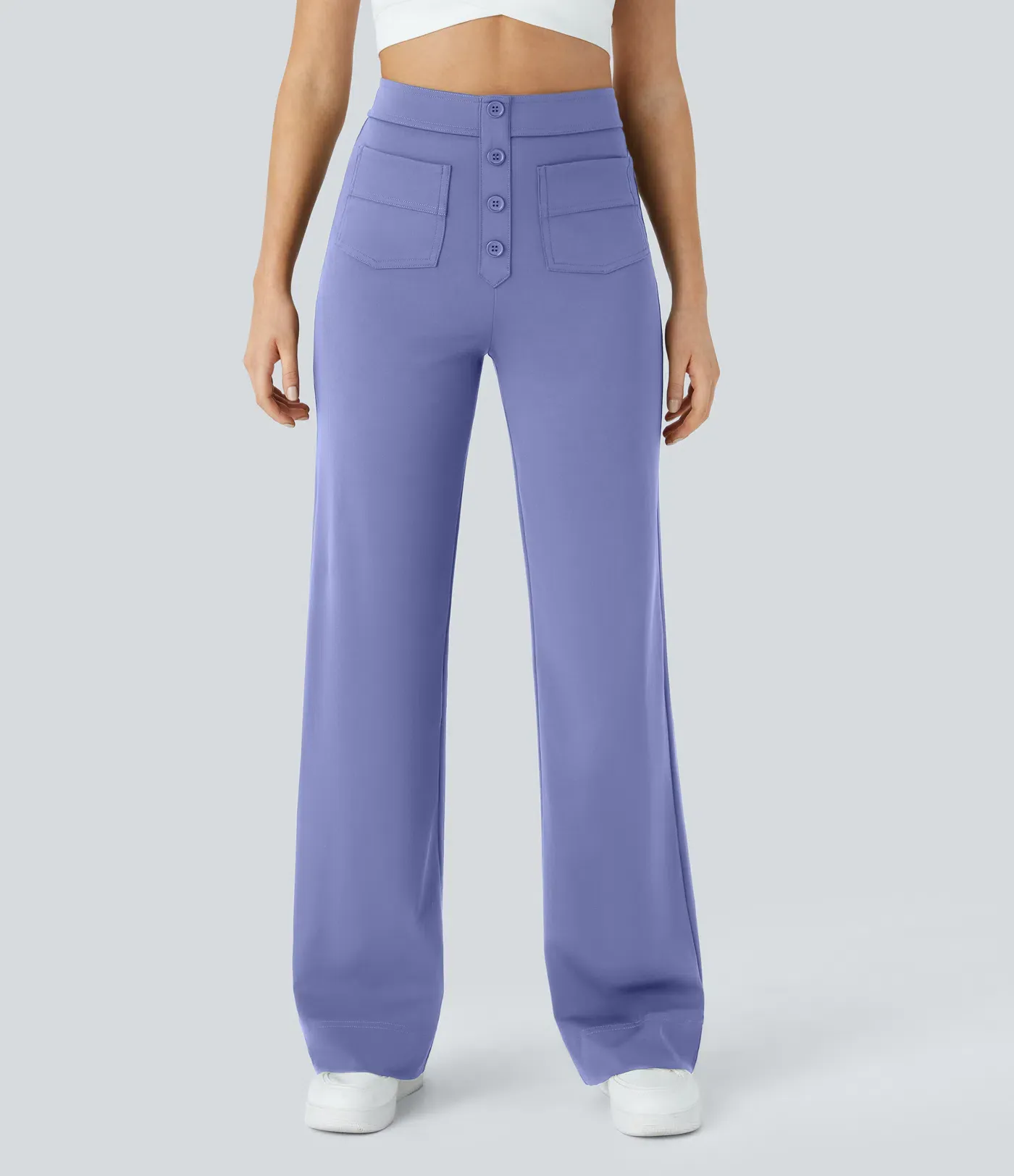 DayStretch High Waisted Pockets Straight Leg Casual Pants