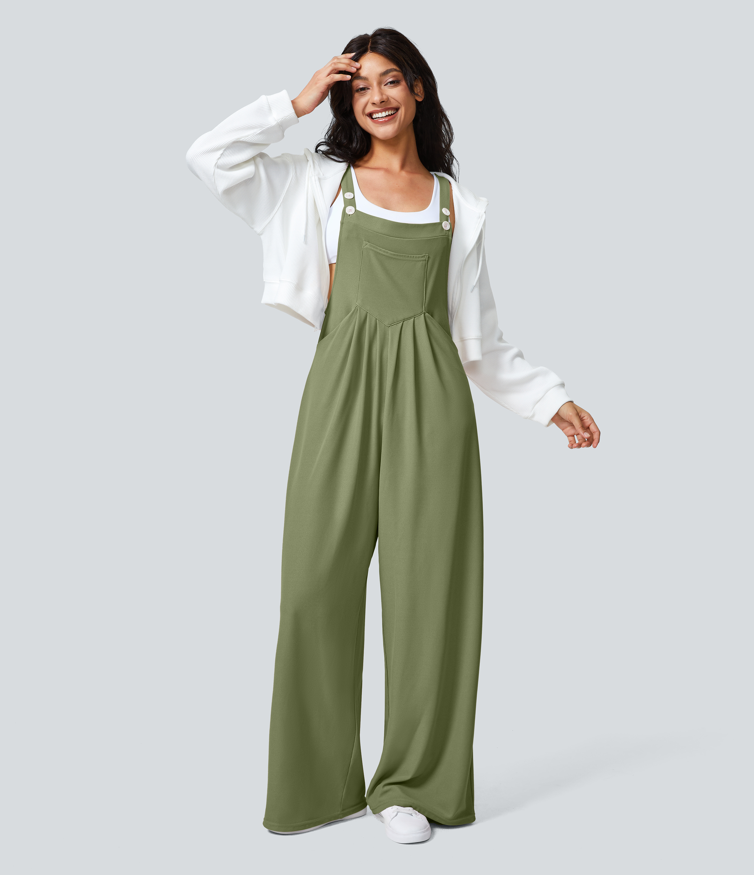 Pockets Waffle Casual Overalls